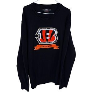 Black Pro Standard Cincinnati Bengals Knit Crewneck Sweater 2XL Stitched Cotton